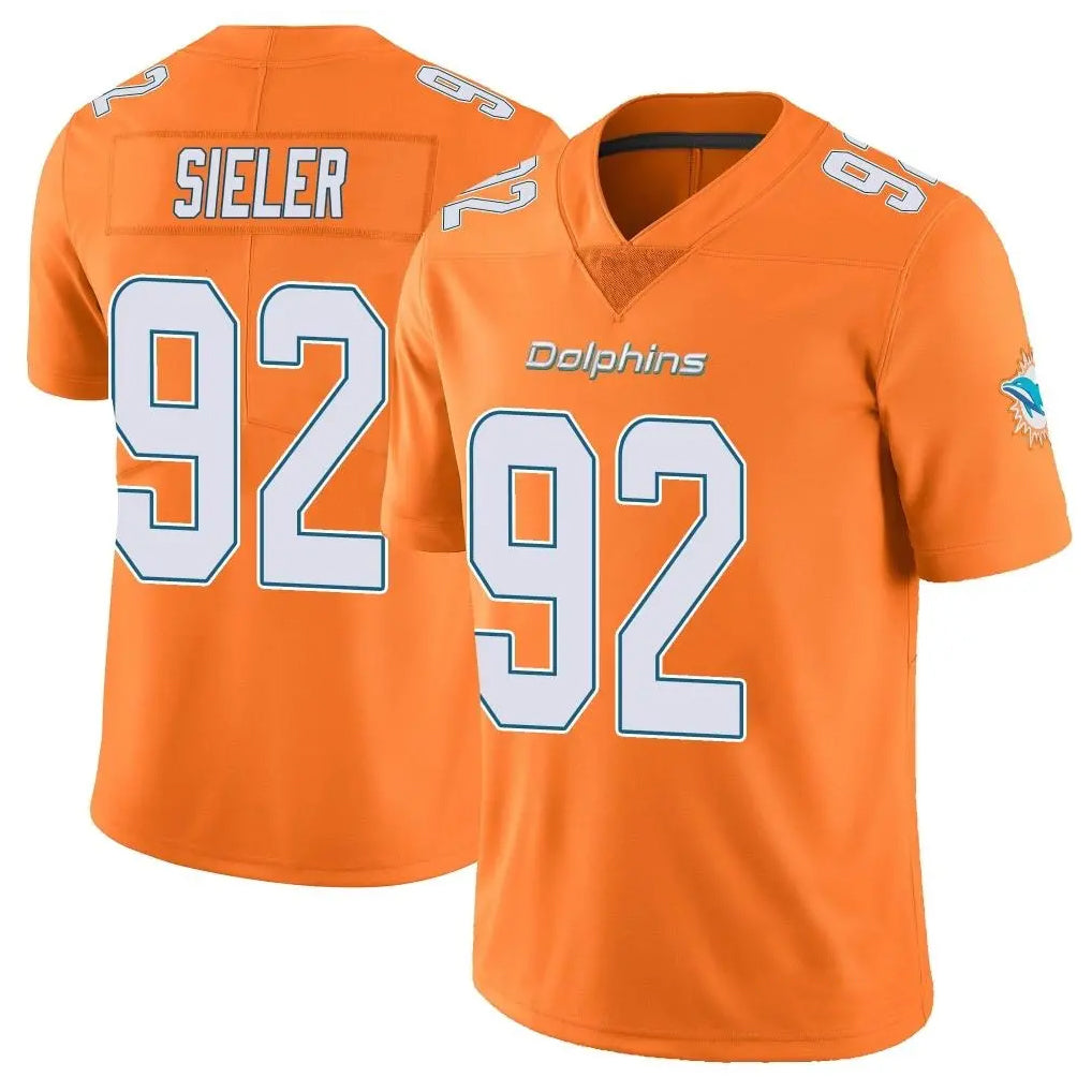 M.Dolphins #92 Zach Sieler Player Orange Limited Home Game Ddoa Stitched Jerseys