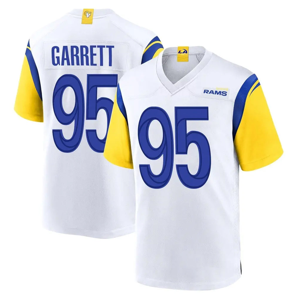 LA.Rams #95 Myles Garrett Player White Home Game Ddoa Stitched Jerseys
