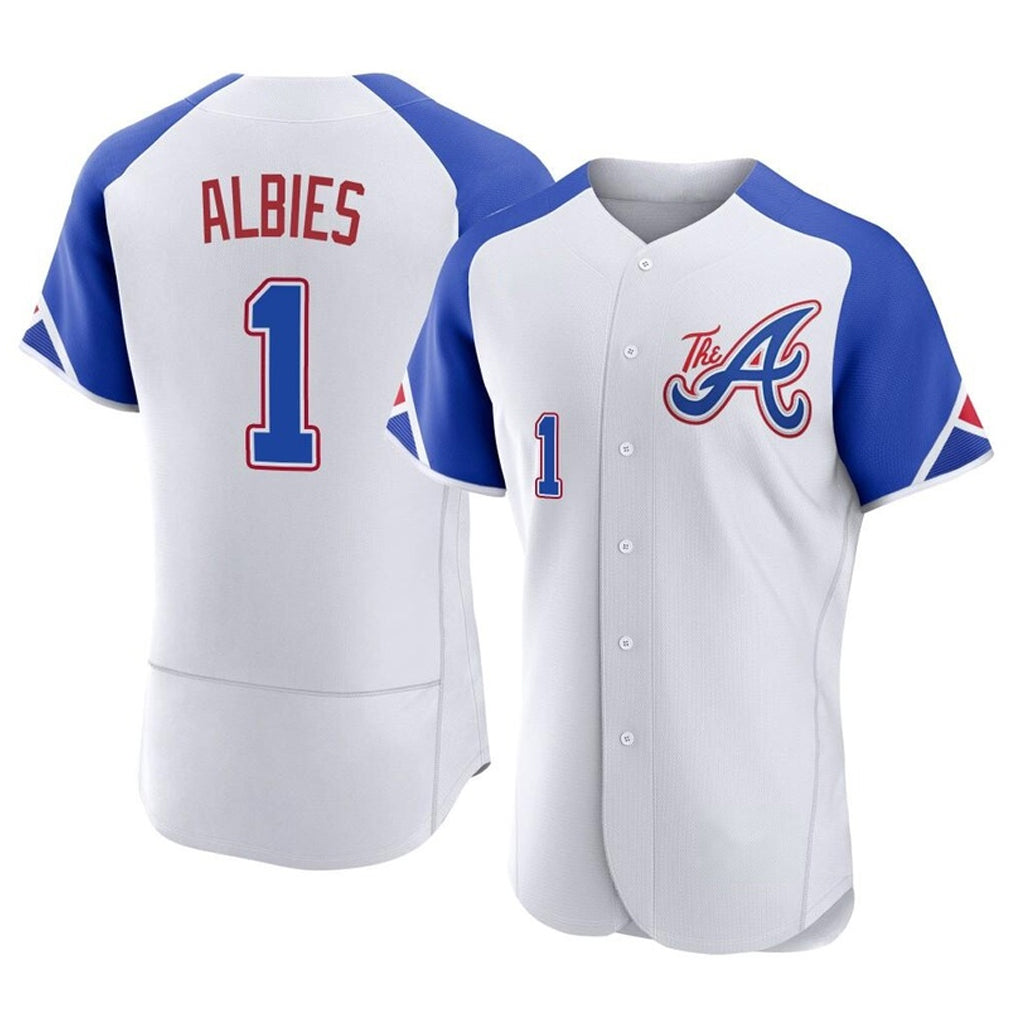 A.Braves #1 Ozzie Albies Player White City Connect Limited Elite Home Game Ddoa Stitched Jerseys