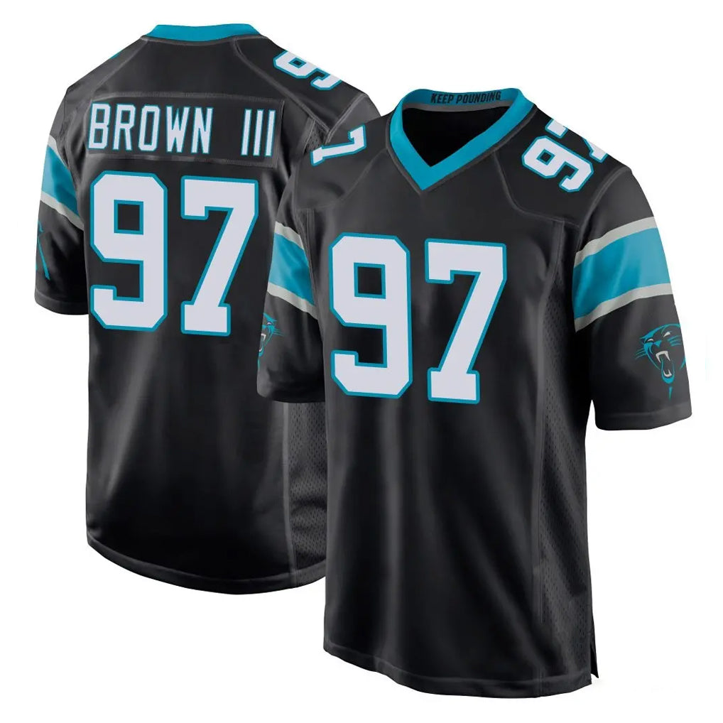 C.Panthers #97 Bobby Brown III Player Black Home Game Ddoa Stitched Jerseys