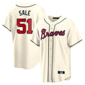 A.Braves #51 Chris Sale Player Cream Home Game Ddoa Stitched Jerseys