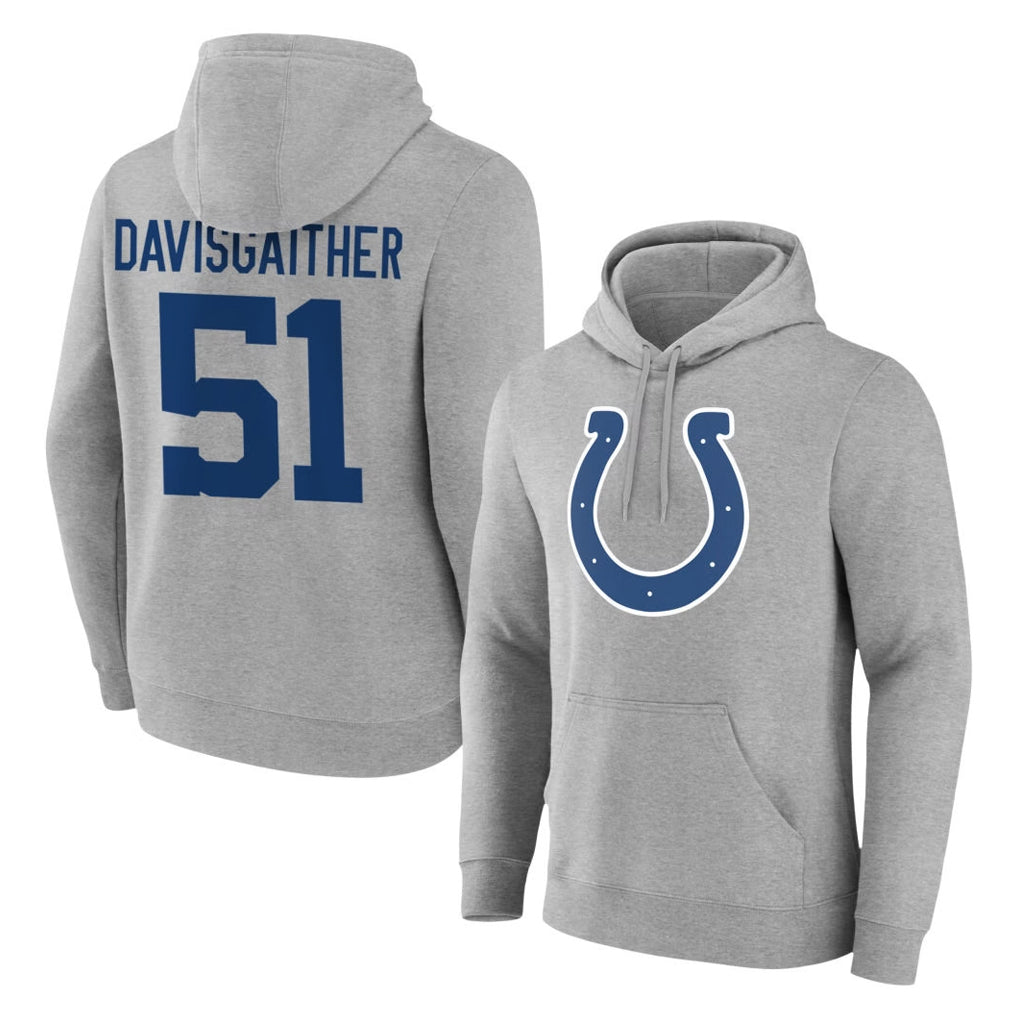 IN.Colts #51 Akeem Davis-Gaither Player Gray Pullover Hoodies Limited Game Ddoa Stitched Jerseys
