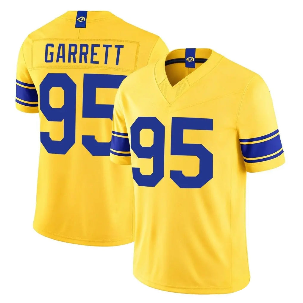 LA.Rams #95 Myles Garrett Player Gold Limited Classic Sol Vapor F.U.S.E.Home Game Ddoa Stitched Jerseys