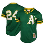 Athletics #24 Rickey Henderson Player Green Cooperstown Mesh Home Game Ddoa Stitched Jerseys