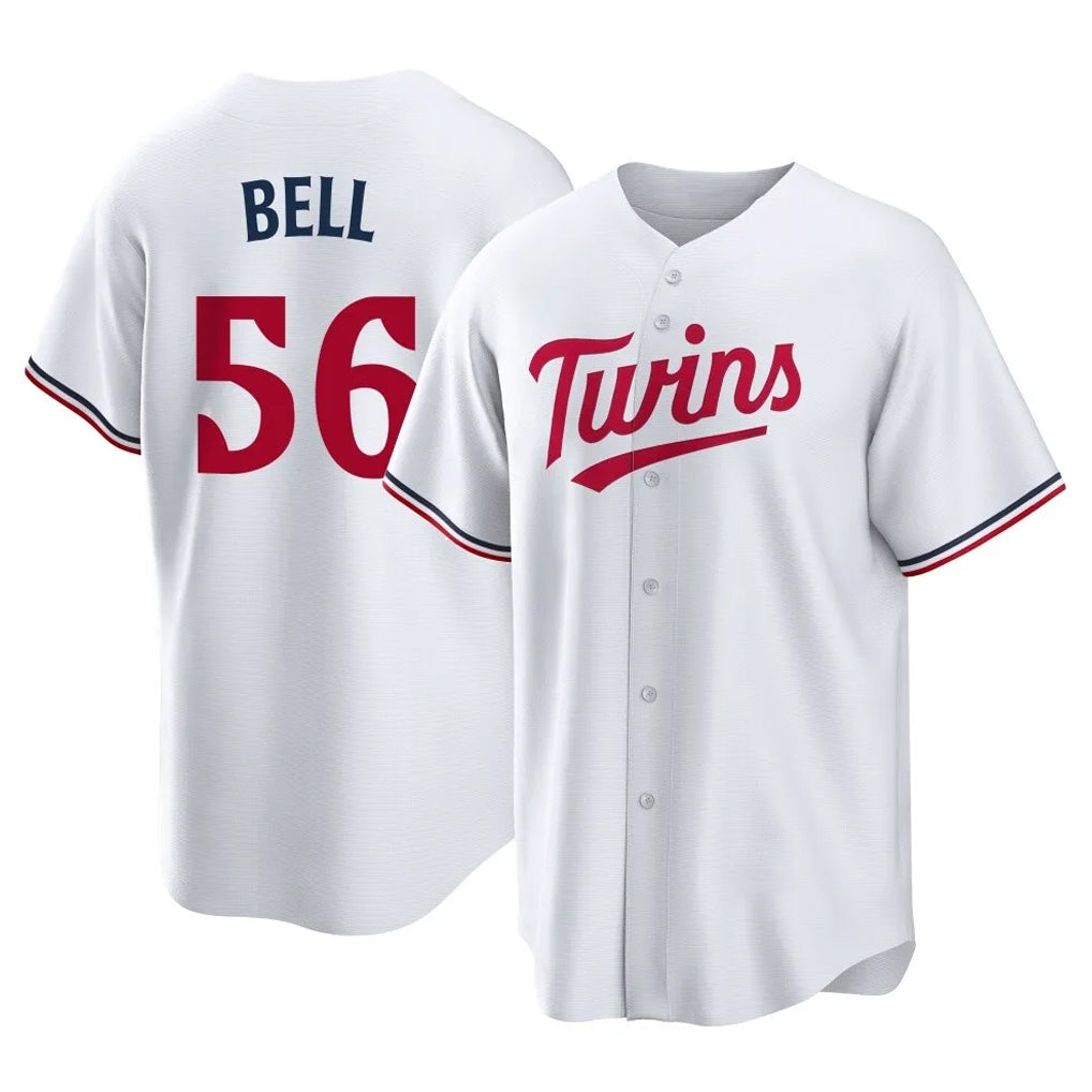 M.Twins #56 Josh Bell Player White Home Game Ddoa Stitched Jerseys