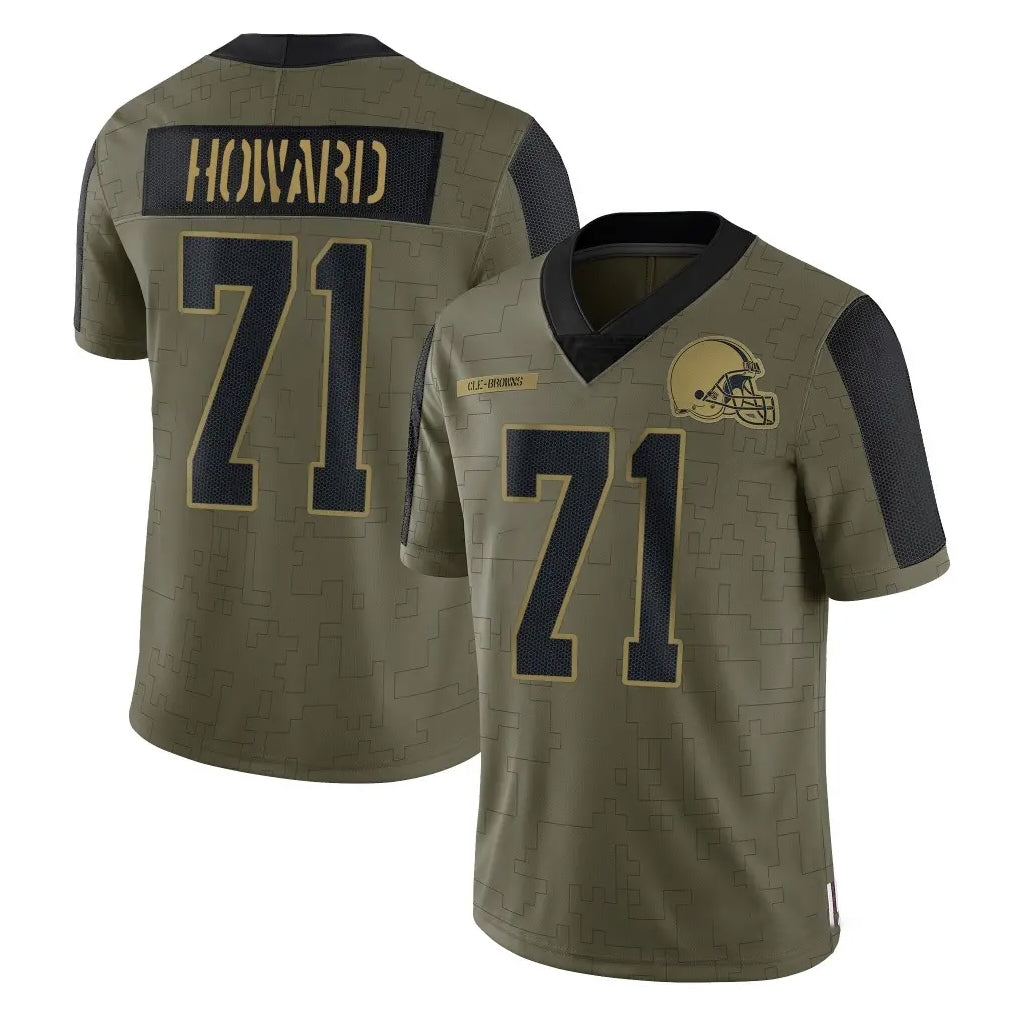 C.Browns #71 Tytus Howard Player Olive Salute to Service Limited Home Game Ddoa Stitched Jerseys