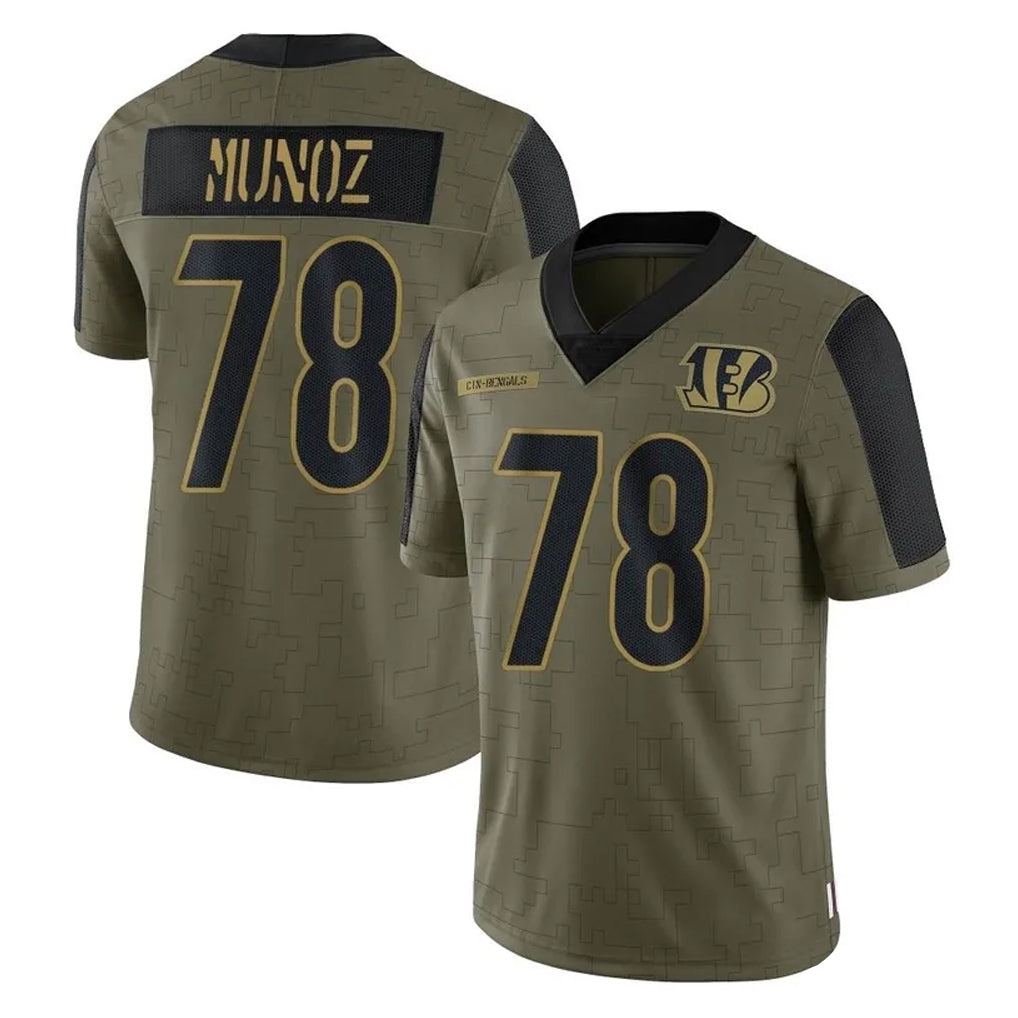 C.Bengals #78 Anthony Munoz Player Olive Salute to Service Game Ddoa Stitched Jerseys