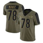 C.Bengals #78 Anthony Munoz Player Olive Salute to Service Game Ddoa Stitched Jerseys