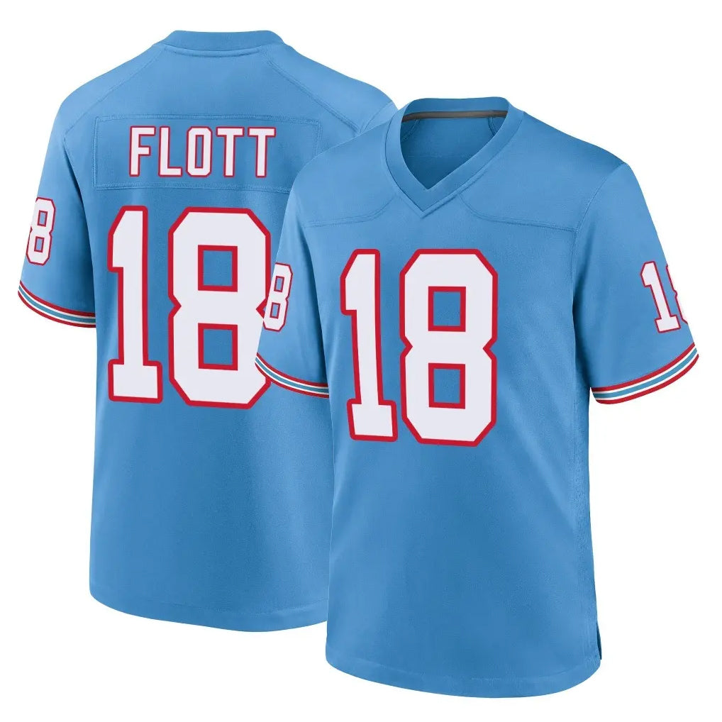 T.Titans #18 Cor'Dale Flott Player Light Blue Oilers Throwback Home Game Ddoa Stitched Jerseys