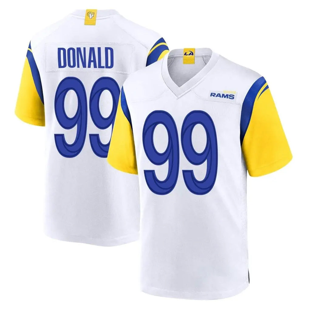LA.Rams #99 Aaron Donald Player White Home Game Ddoa Stitched Jerseys