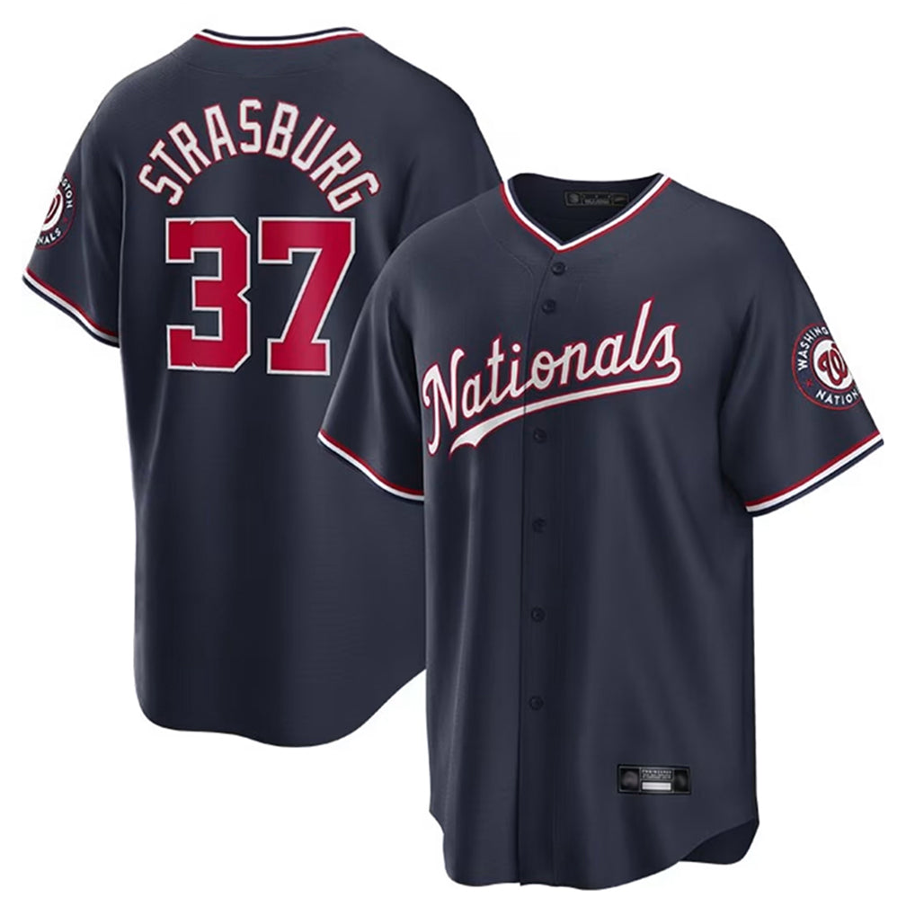 W.Nationals #37 Stephen Strasburg Player Navy Replica Ddoa Stitched Jerseys