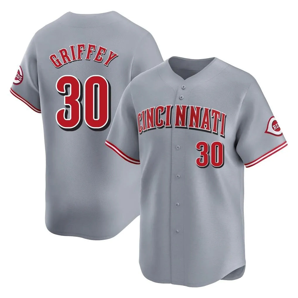 C.Reds #30 Ken Griffey Player Gray Home Limited Ddoa Stitched Jerseys
