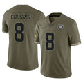 LV.Raiders #8 Kirk Cousins Player Olive Salute To Service Limited Ddoa Stitched Jerseys