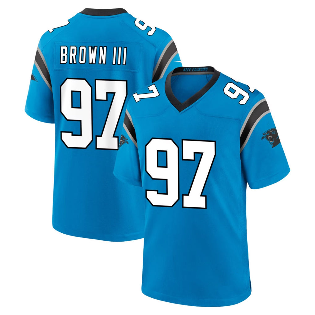 C.Panthers #97 Bobby Brown III Player Blue Home Game Ddoa Stitched Jerseys