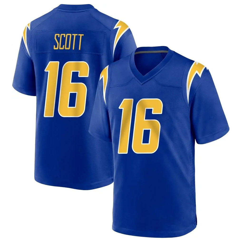 LA.Chargers #16 J.K. Scott Player Royal Home Game Ddoa Stitched Jerseys