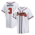 A.Braves #3 Dale Murphy Player White Gold Home Game Ddoa Stitched Jerseys