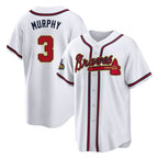 A.Braves #3 Dale Murphy Player White Gold Home Game Ddoa Stitched Jerseys