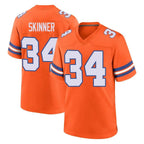 D.Broncos #34 JL Skinner Player Orange Alternate Collection Throwback Game Ddoa Stitched Jerseys