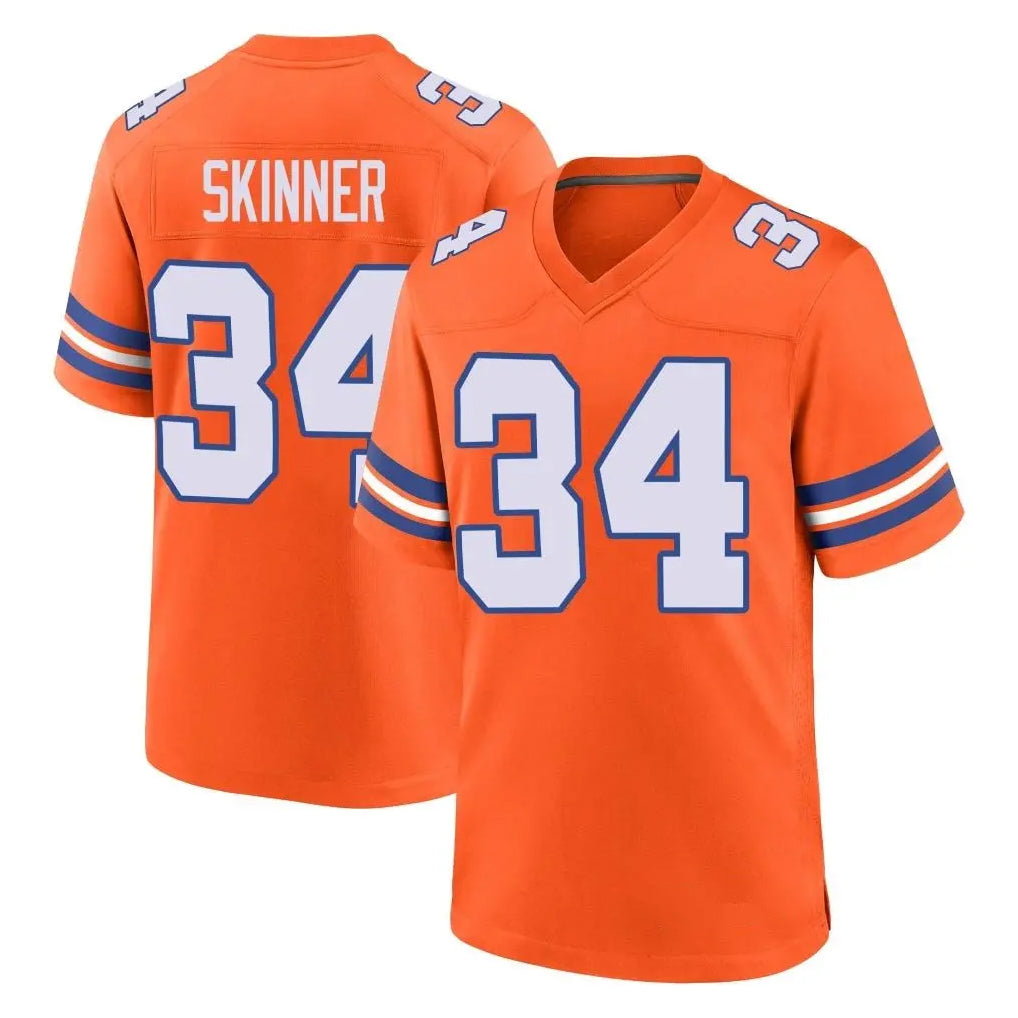 D.Broncos #34 JL Skinner Player Orange Alternate Collection Throwback Game Ddoa Stitched Jerseys