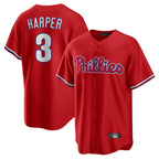 P.Phillies #3 Bryce Harper Player Red Home Game Ddoa Stitched Jerseys