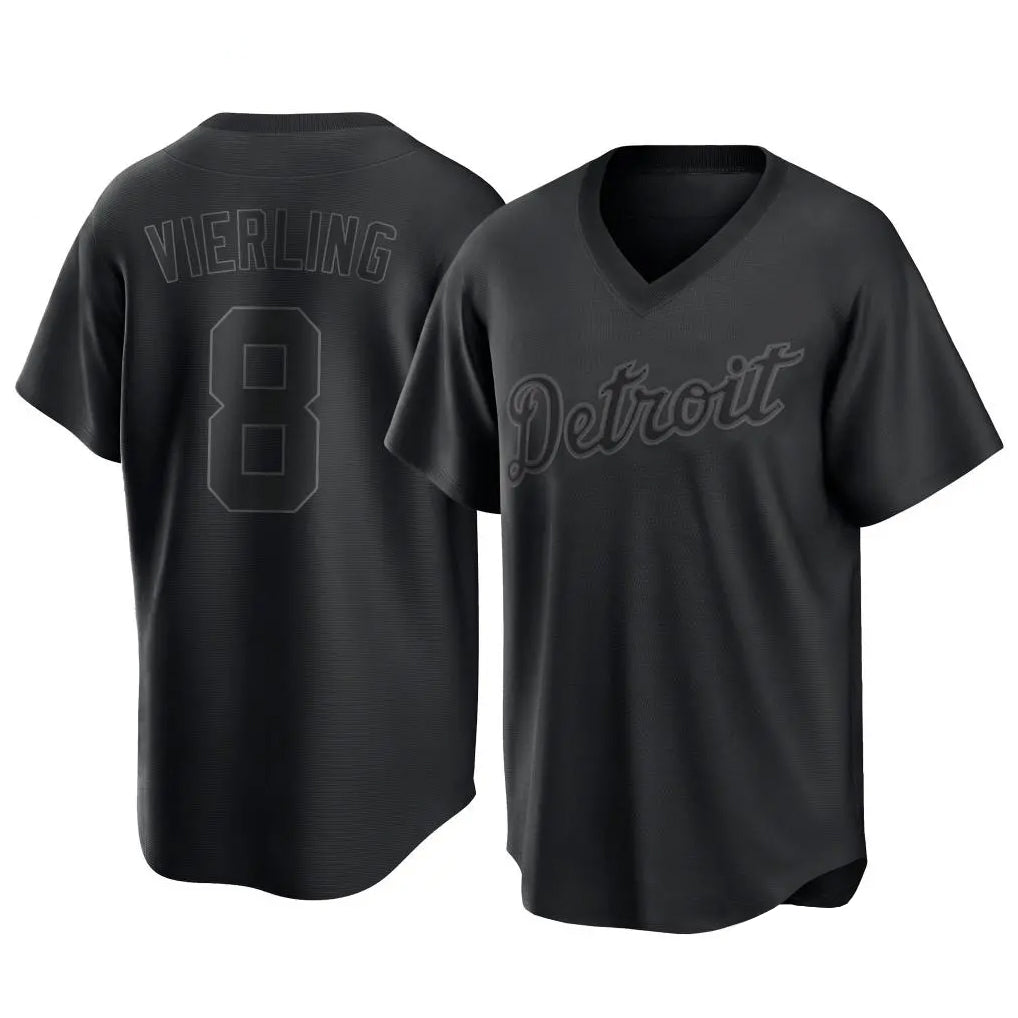 D.Tigers #8 Matt Vierling Player Black T-shirt Home Game Ddoa Stitched Jerseys