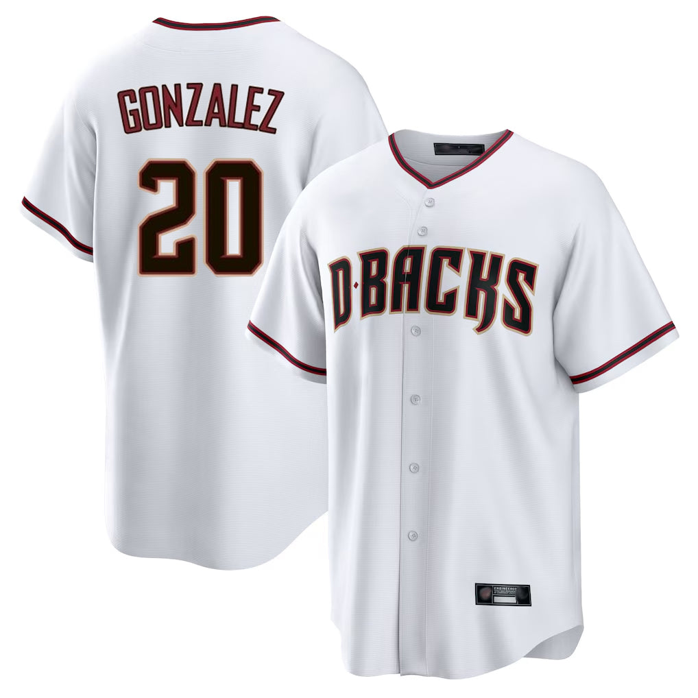 A.Diamondbacks #20 Luis Gonzalez Player White Home Game Ddoa Stitched Jerseys