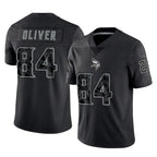 M.Vikings #84 Josh Oliver Player Black Reflective LImited Home Game Ddoa Stitched Jerseys