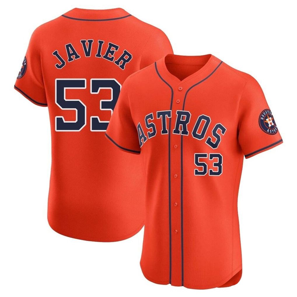 H.Astros #53 Cristian Javier Player Orange Home Limited Elite Ddoa Stitched Jerseys