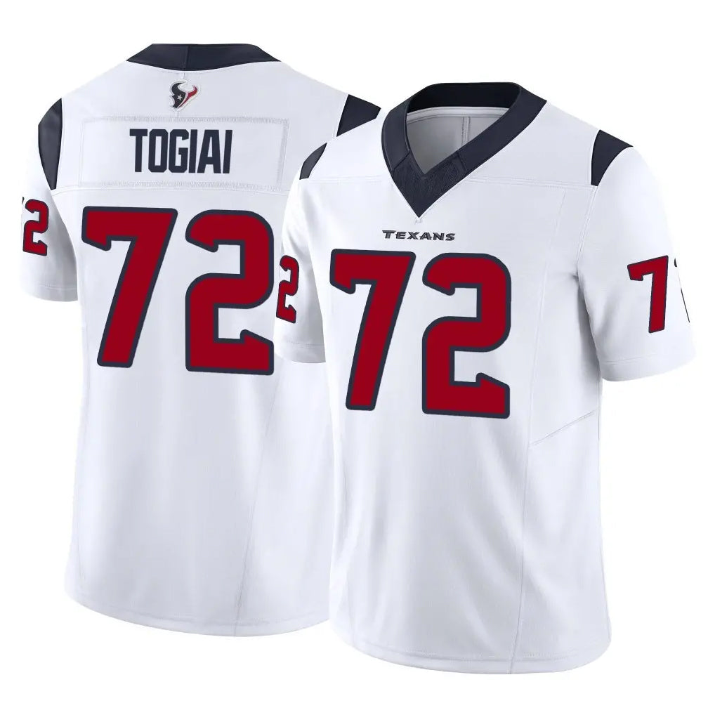 H.Texans #72 Tommy Togiai Player White Limited Vapor F.U.S.E. Home Game Ddoa Stitched Jerseys