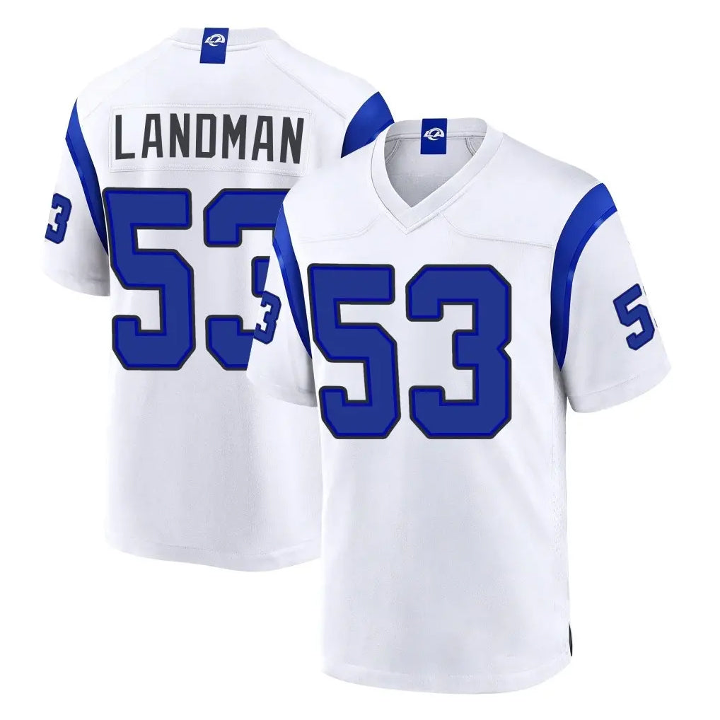 LA.Rams #53 Nate Landman Player White Fearsome Home Game Ddoa Stitched Jerseys