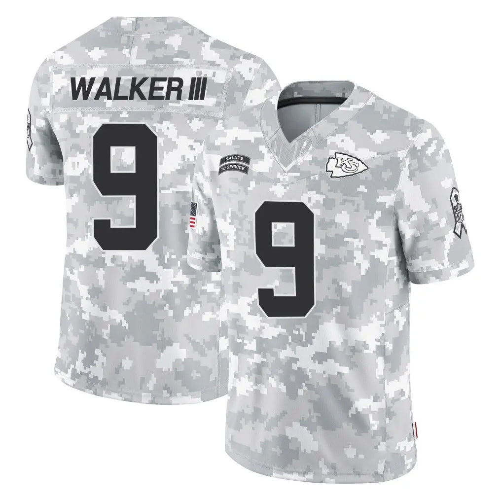 KC.Chiefs #9 Kenneth Walker III Player Arctic Camo Salute To Service Limited Game Ddoa Stitched Jerseys