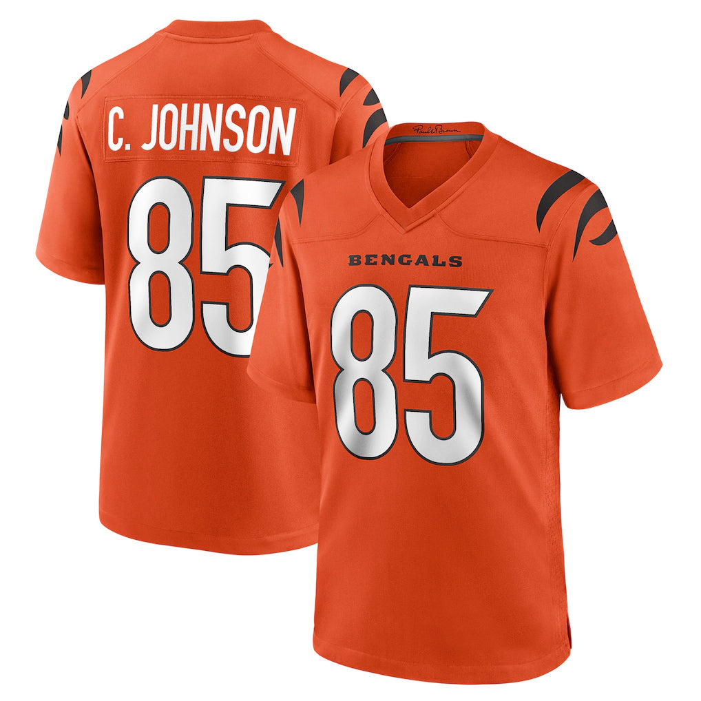 C.Bengals #85 Chad Johnson Player Orange Home Game Ddoa Stitched Jerseys