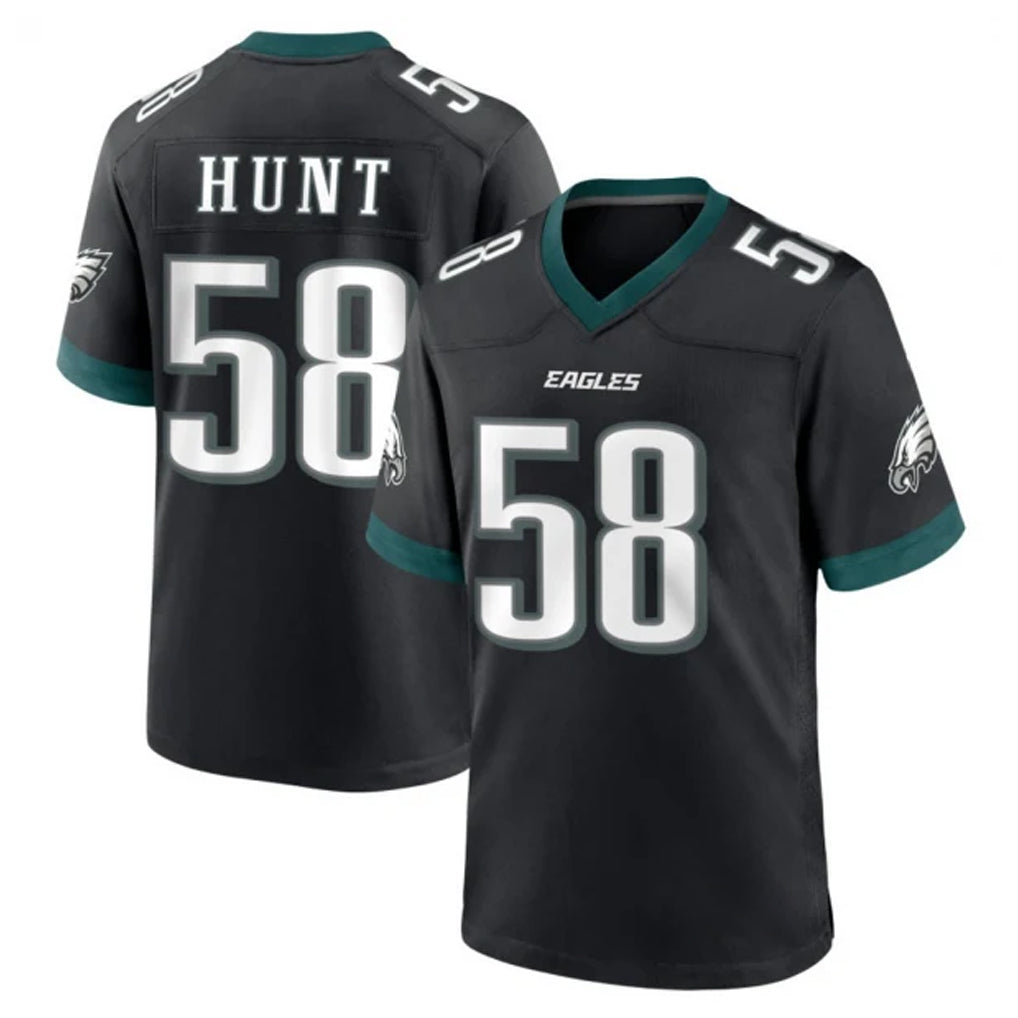 P.Eagles #58 Jalyx Hunt Player Black Game Home Ddoa Stitched Jerseys