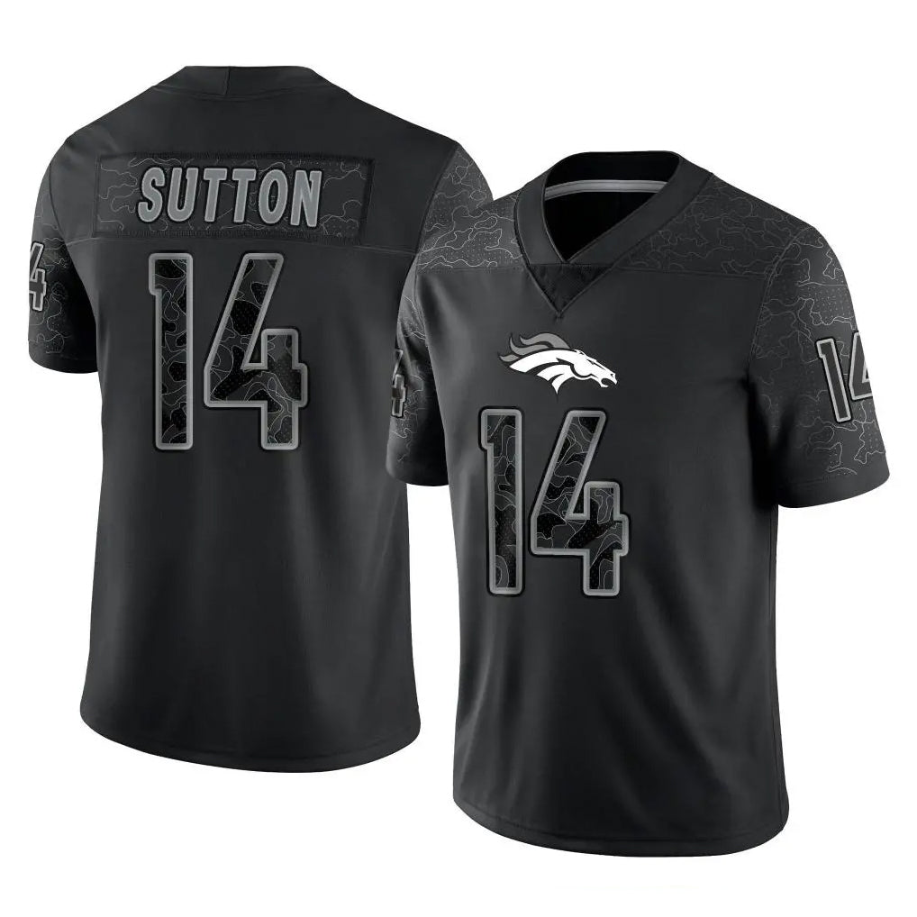 D.Broncos #14 Courtland Sutton Player Black Reflective Limited Ddoa Stitched Jerseys