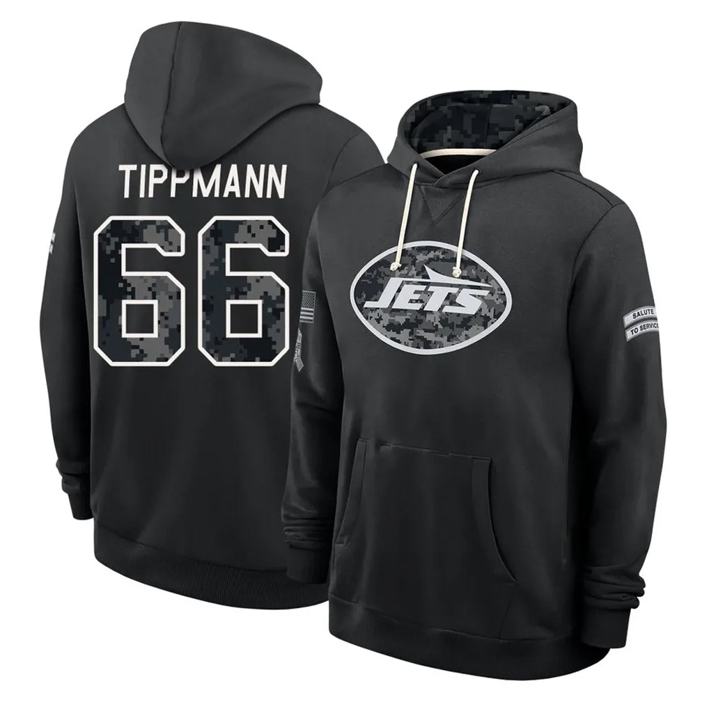 NY.Jets #66 Joe Tippmann Player 2026 Black Logo Pullover Hoodies Limited Game Ddoa Stitched Jerseys