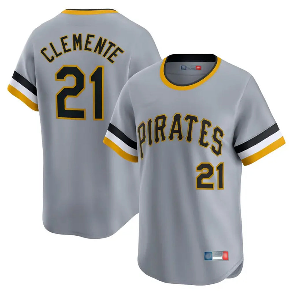 P.Pirates #21 Roberto Clemente Player Gray Throwback Cooperstown Collection Limited T-shirt Ddoa Stitched Jerseys