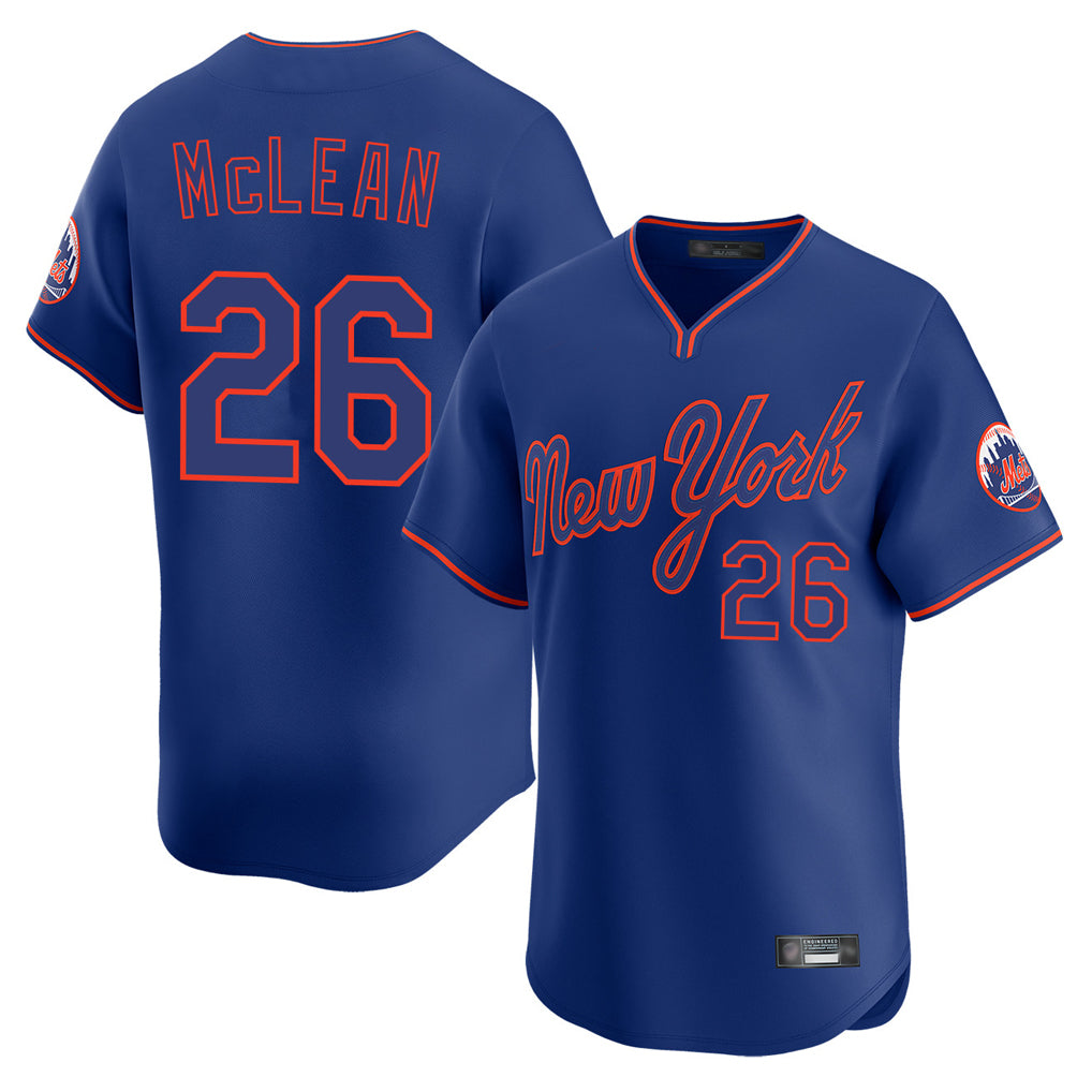 NY.Mets #26 Nolan McLean Player Royal T-shirt Home Limited Elite Ddoa Stitched Jerseys
