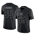 GB.Packers #65 Aaron Banks Player Black Reflective Limited Home Game Ddoa Stitched Jerseys