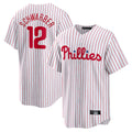 P.Phillies #12 Kyle Schwarber Player White Home Game Ddoa Stitched Jerseys