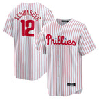 P.Phillies #12 Kyle Schwarber Player White Home Game Ddoa Stitched Jerseys