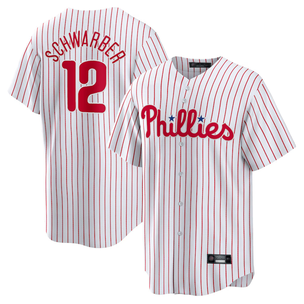 P.Phillies #12 Kyle Schwarber Player White Home Game Ddoa Stitched Jerseys