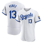 KC.Royals #13 Salvador Perez Player White Limited Elite Home Game Ddoa Stitched Jerseys