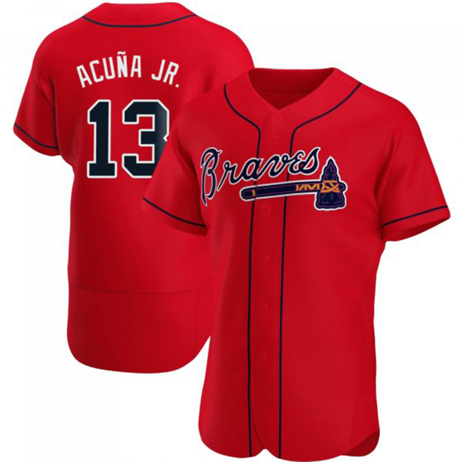 A.Braves #13 Ronald Acuna Jr. Player Red Elite Limited Stitches Ddoa Stitched Jerseys