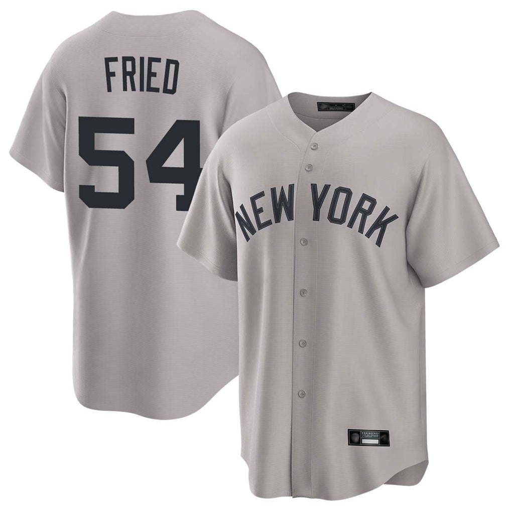 NY.Yankees #54 Max Fried Player Gray Game Home Ddoa Stitched Jerseys