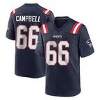 NE.Patriots #66 Will Campbell Player Navy Home Game Ddoa Stitched Jerseys