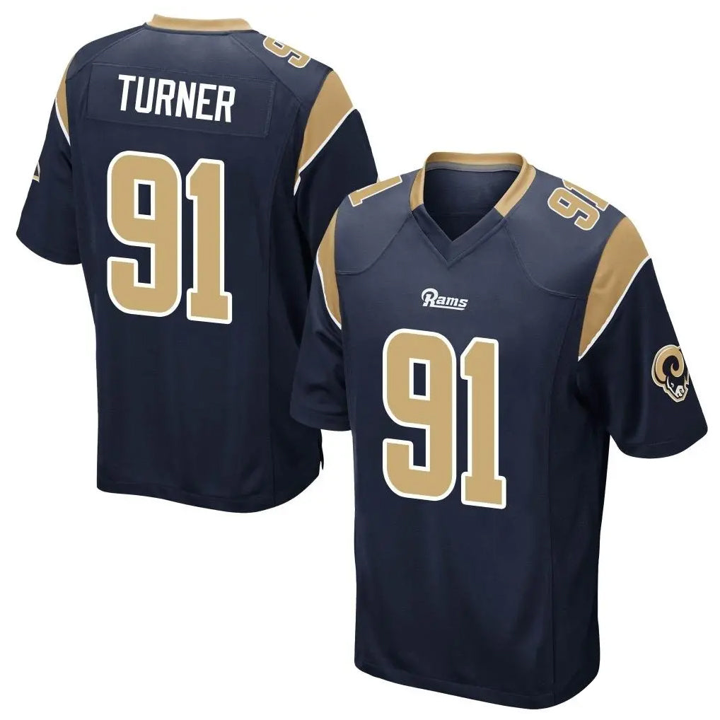 LA.Rams #91 Kobie Turner Player Navy Home Game Ddoa Stitched Jerseys