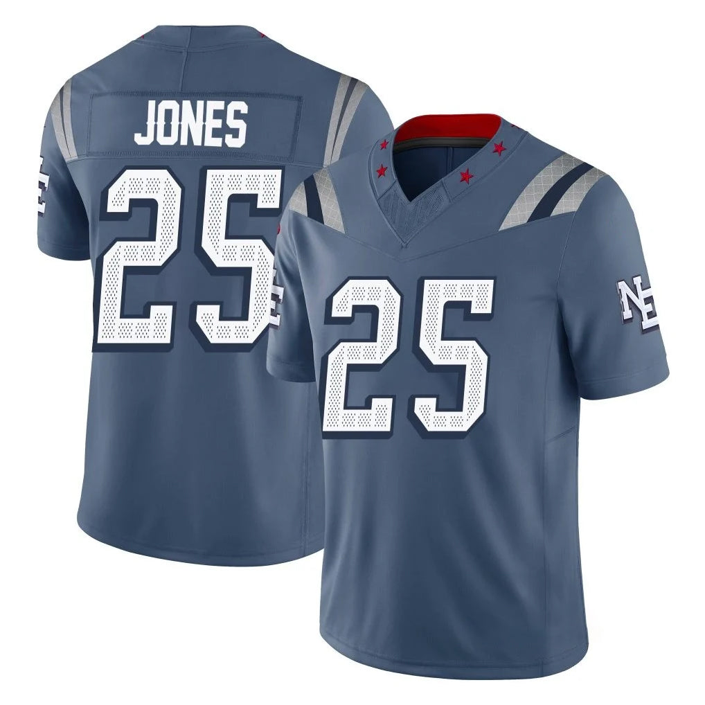 NE.Patriots #25 Marcus Jones Player Blue Limited Rivalries Collection Home Game Ddoa Stitched Jerseys