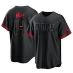 C.Reds #14 Pete Rose Player Black City Connect Home Game Ddoa Stitched Jerseys