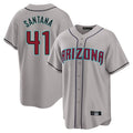 A.Diamondbacks #41 Carlos Santana Player Gray Road Home Game Ddoa Stitched Jerseys