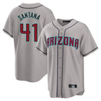 A.Diamondbacks #41 Carlos Santana Player Gray Road Home Game Ddoa Stitched Jerseys